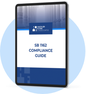 a tablet says, "SB 1162 Compliance Guide"