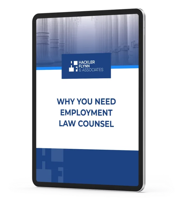 a tablet says, "Why you Need Employment Law Counsel"